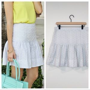 J Crew • Blue & White Seersucker Eyelet Skirt